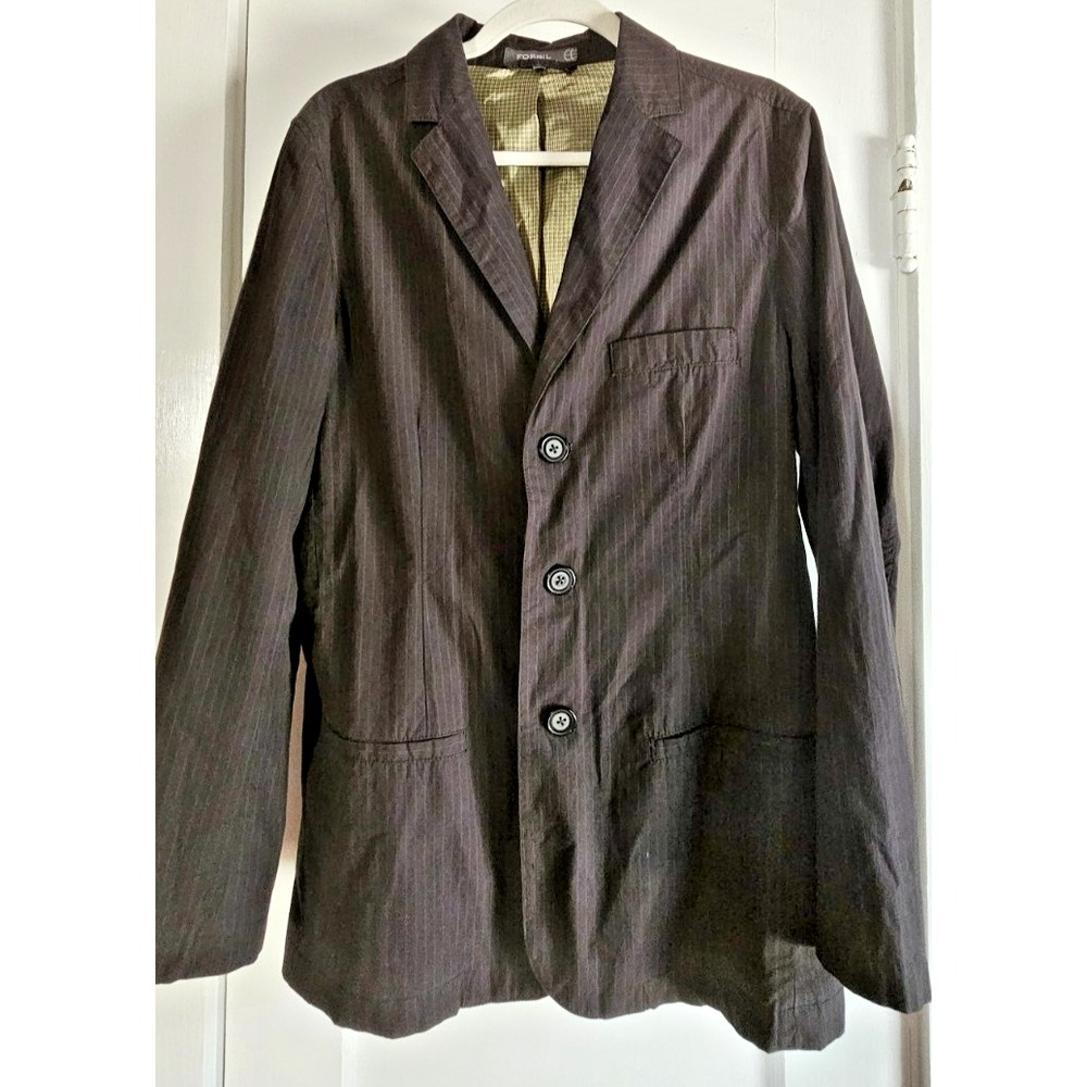 FOSSIL men Sz S black Herringbone twill 2 button sport jacket fully lined cotton
